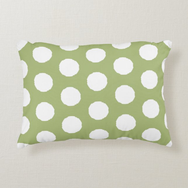Sage Green Polka Dots Accent Pillow (Front)