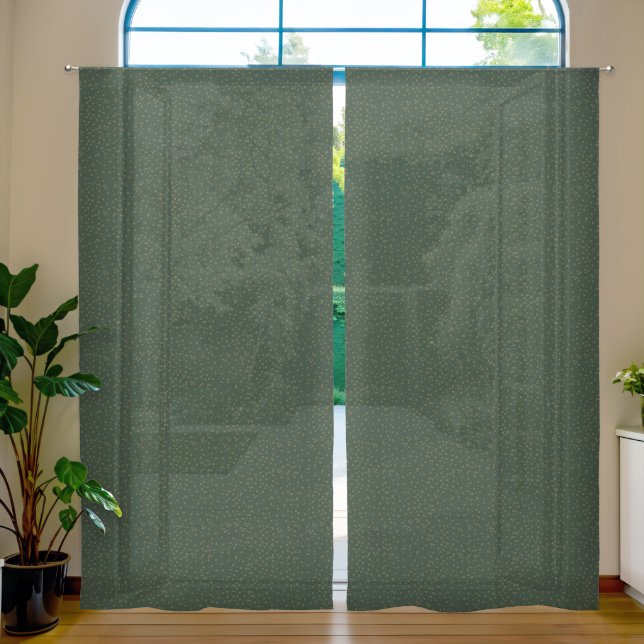 Sage Green Polka Dots Modern Pattern Sheer Curtains (Living Room)