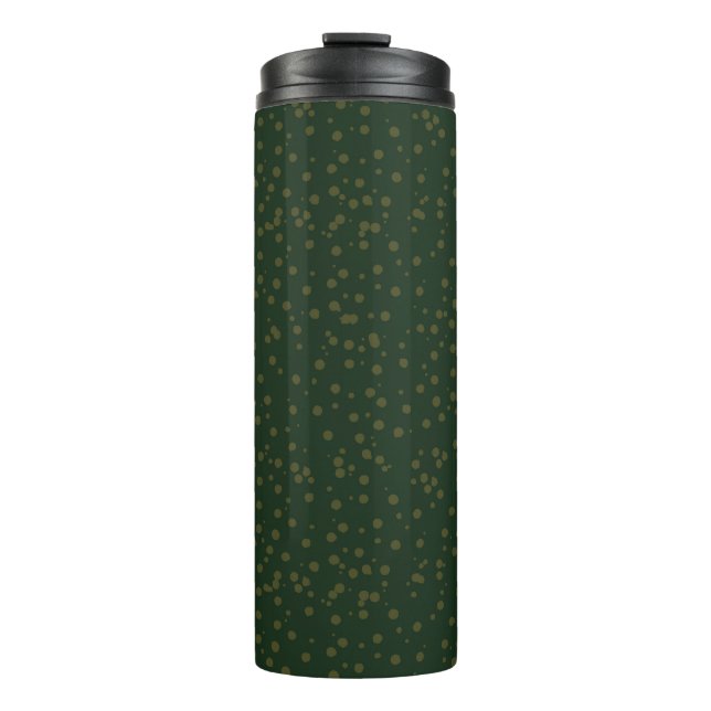 Sage Green Polka Dots Modern Pattern Thermal Tumbler (Front)