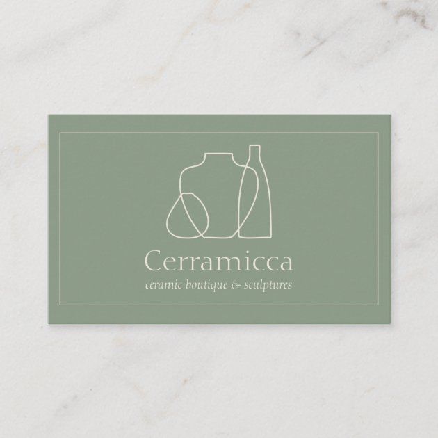 Sage Green Porcelain Sculpture Vase Ceramic Business Card