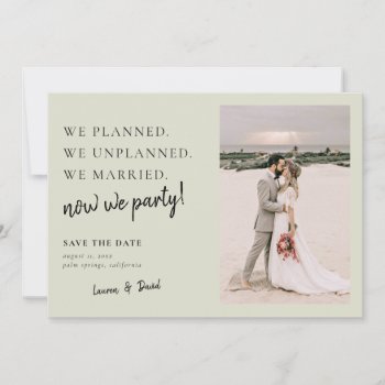 Sage Green Post Wedding Update Save The Date by labellarue at Zazzle