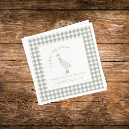 Sage Green Preppy Silly Little Goose Baby Shower Napkins