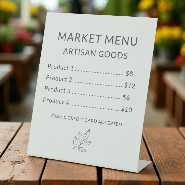 Sage Green Price List Minimalist Small Business Pedestal Sign