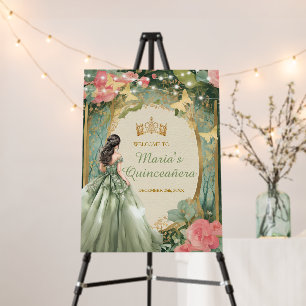 Sage Green Princess Dress Gold Forest Mis Quince Foam Board