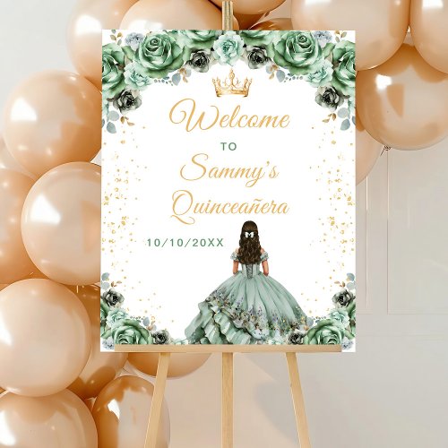 Sage Green Princess Quinceaera Welcome Foam Board