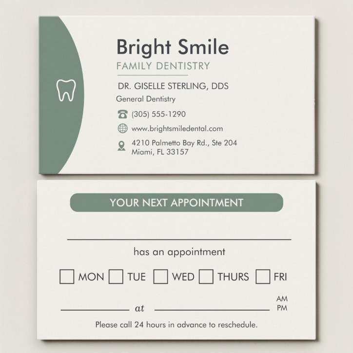 Sage Green Professional Dental Appointment Card