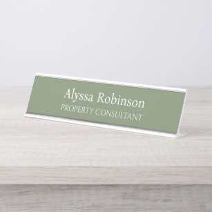 Sage Green Professional Desk Name Plate