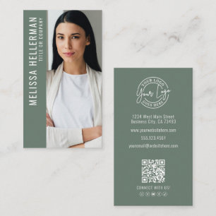 Sage Green Professional Photo Logo Business Card