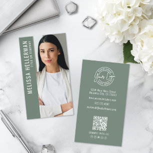 Sage Green Professional Photo Logo Business Card
