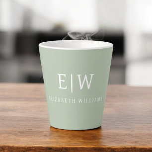 Sage Green Professional Simple Monogram Minimalist Latte Mug