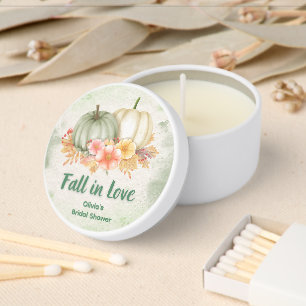 Sage Green Pumpkin Fall in Love Bridal Shower Mini Candle Favors