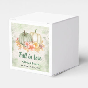 Sage Green Pumpkin Fall in Love Wedding Favor Boxes