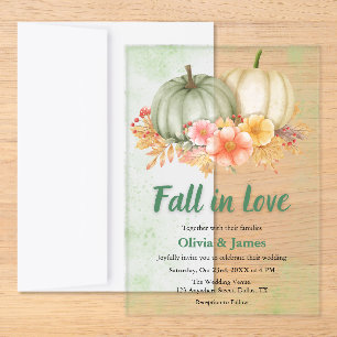 Sage Green Pumpkin Fall in Love Wedding Petite Acrylic Invitation