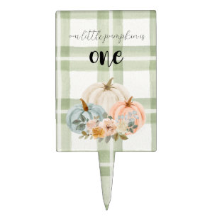 Sage Green Pumpkin First Birthday Cake Topper