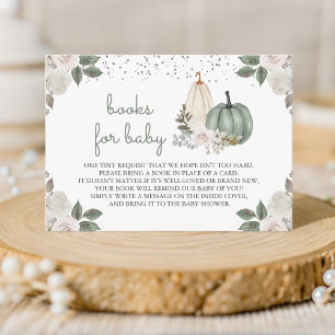 Sage Green Pumpkin Floral Fall Book Request Enclosure Card