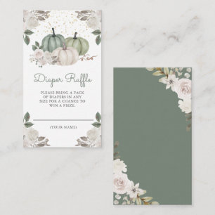 Sage Green Pumpkin Floral Fall Diaper Raffle Enclosure Card