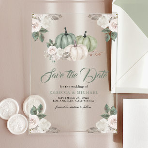 Sage Green Pumpkin Floral Wedding Save the Date