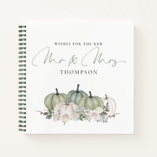 Sage Green Pumpkins Wishes for Mr Mrs Guest Book