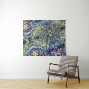 Sage green, purple blue Motif Abstract Tapestry
