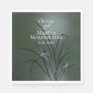 Sage Green Purple Dragonfly  Napkins