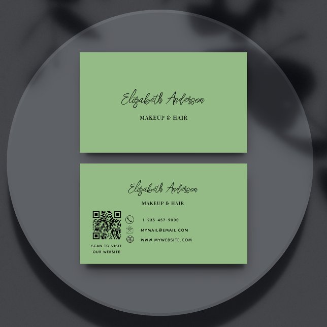 Sage green QR code Business Card (Creator Uploaded)