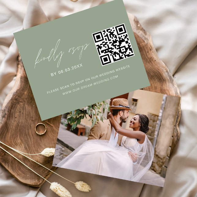 Sage Green QR Code RSVP Photo Wedding Website (Creator Uploaded)