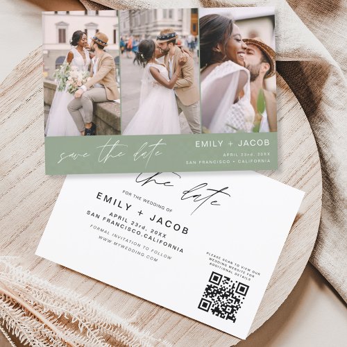 Sage Green QR Code Save the Date _ 3 Photo