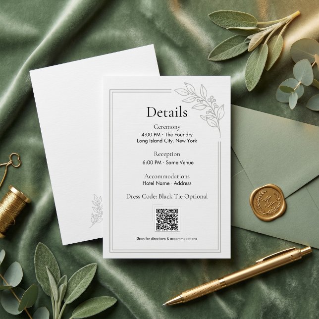 Sage Green QR Code Wedding Details Enclosure Card (Sage Green QR Code Wedding Details Enclosure Card)