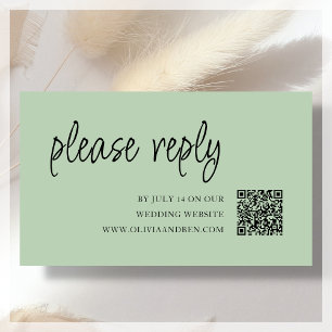 Sage Green QR Code Wedding RSVP Enclosure Card