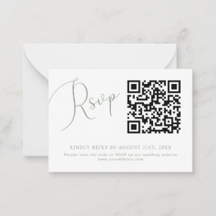 Sage Green QR Code Wedding Website RSVP Card