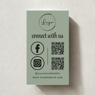 Sage Green QR Connect With Us Business Logo Card