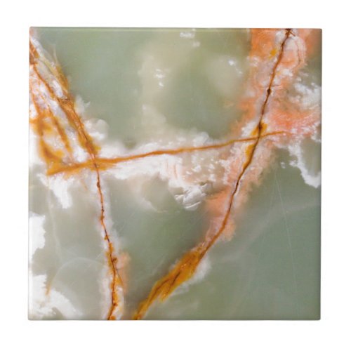 Sage Green Quartz with Rusty Veins Ceramic Tile