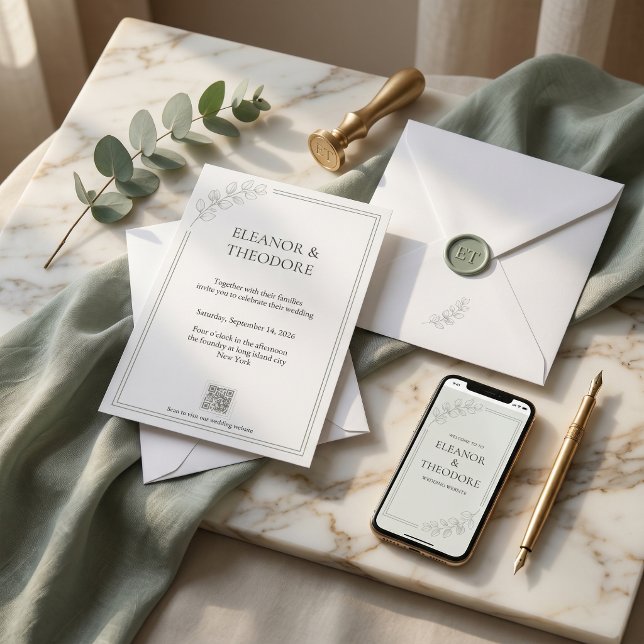 Sage Green Quiet Luxury QR Code Wedding Invitation (Sage Green Quiet Luxury QR Code Wedding Invitation)