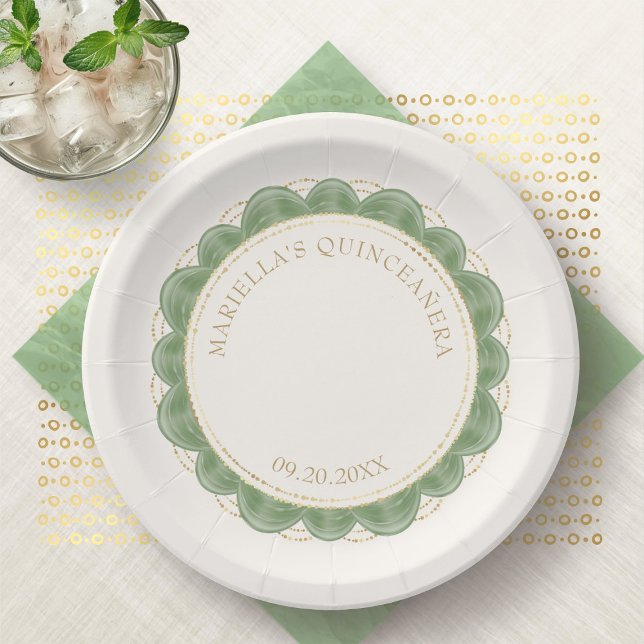 Sage Green Quinceanera Paper Plates (Creator Uploaded)