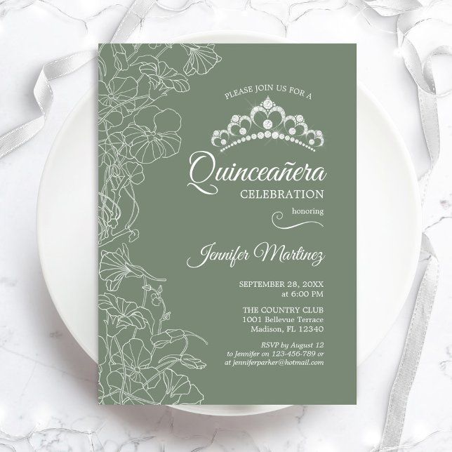 Sage Green Quinceanera Party Invitation (Creator Uploaded)
