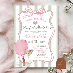 Sage Green Quirky Pickle ball Bridal Shower Invitation