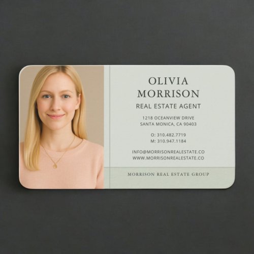 Sage Green Real Estate Agent Photo  Business Card
