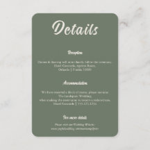 Sage Green Reception Accommodations Info Insert