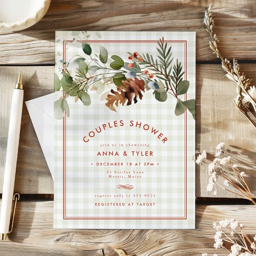 Sage Green Red Christmas Couples Bridal Shower