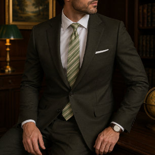Sage Green Regimental Stripe Neck Tie
