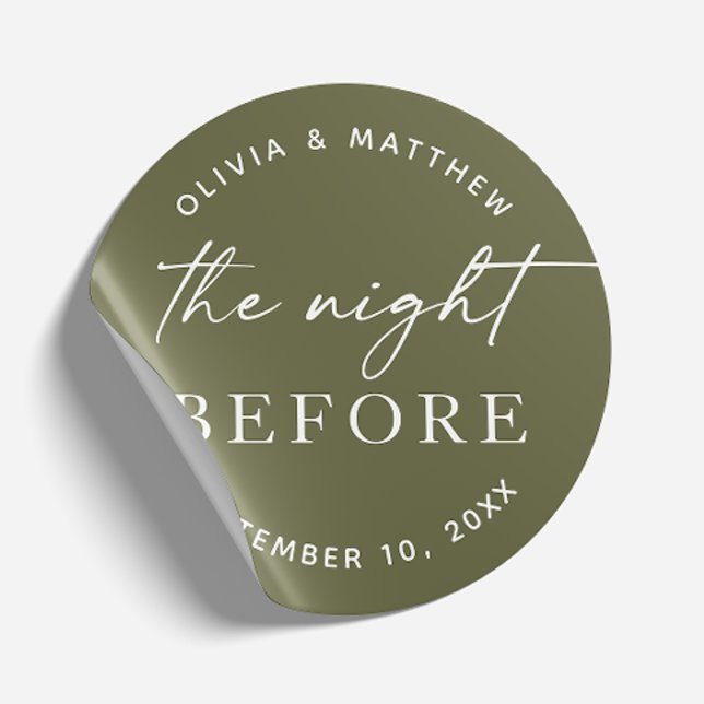 Sage Green Rehearsal Dinner | Nature Night Before Classic Round Sticker (Creator Uploaded)