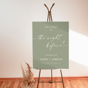 Sage Green Rehearsal Dinner Welcome   Minimalist Foam Board