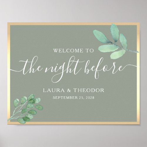 Sage Green Rehearsal Dinner Welcome Poster