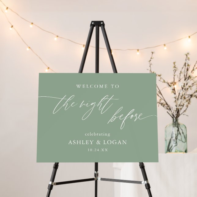 Sage Green Rehearsal Dinner Welcome Sign (In Situ (Stand))