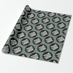 Sage Green Repeating Logo Background Wrapping Paper