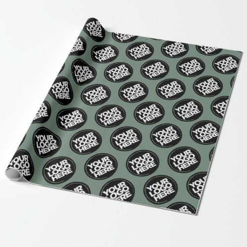 Sage Green Repeating Logo Background Wrapping Paper
