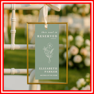 Sage Green Reserved Seating Wedding Tag Invitation