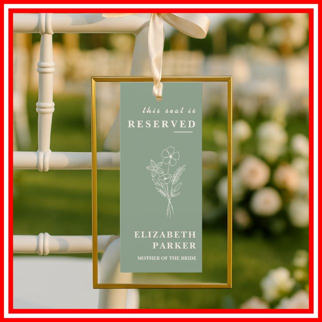 Sage Green Reserved Seating Wedding Tag Invitation (Creator Uploaded)