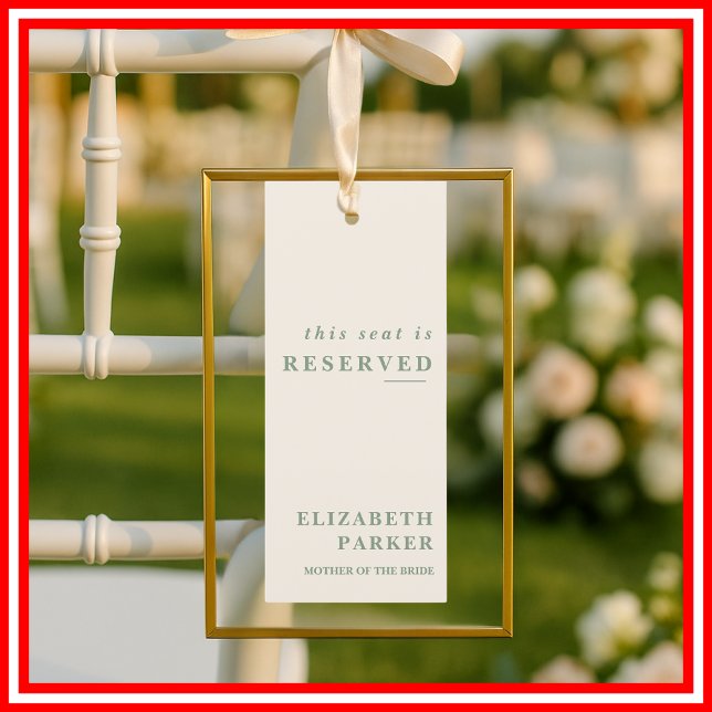 Sage Green Reserved Seating Wedding Tag Invitation (Creator Uploaded)