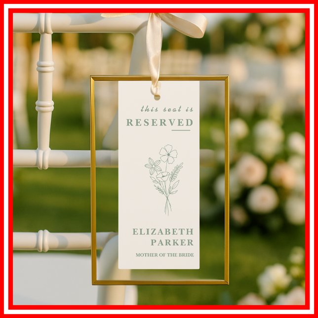 Sage Green Reserved Seating Wedding Tag Invitation (Creator Uploaded)